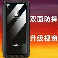 克雷盾【真素皮視窗】適用oppor17pro手機殼新款r15夢(mèng)境版保護套r9/r9s/r11/r11splus翻蓋式皮套 [優(yōu)雅黑]升級版大屏皮套 OPPOR9