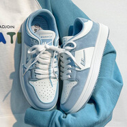 回力女鞋小白鞋女2025新款冬季加絨百搭黑白熊貓鞋子女學(xué)生休閑板鞋 白天藍 38