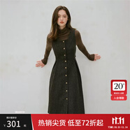 范思藍恩23FS14450法式復古文藝千鳥格吊帶連衣裙冬裝背心裙 摩卡棕（20毛） L