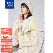 唐獅（TonLion）2024毛衣外套女針織開衫寬松連帽上衣 淺米杏/三批 M