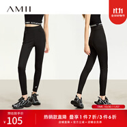 AMII女裝2025冬季極簡新款插袋橡筋腰修身圖標繡花保暖加絨打 黑色 S 155/64A