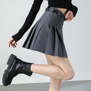 TERRE BLEUE高腰半截裙女2025春秋新款修身休閑包臀A字壓褶女士短款裙