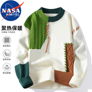 NASA MARVEL針織衫秋冬季百搭休閑圓領(lǐng)潮流毛衣保暖情侶針織衫上衣 綠色 L