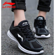 李寧男鞋跑步鞋新款情侶網(wǎng)面跑鞋運動(dòng)鞋休閑女鞋 新基礎黑/基礎白（女款） 35