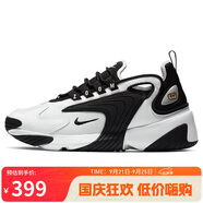 耐克NIKE休閑鞋女老爹鞋緩震ZOOM 2K休閑鞋AO0354-100白黑38