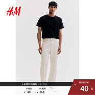 H&M男裝女裝T恤秋季透氣圓領(lǐng)短袖運(yùn)動(dòng)上衣短袖內(nèi)搭打底衫0685816 黑色 S 170/92