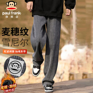 大嘴猴（paul frank）休閑褲男士秋冬季潮流直筒褲子男麥穗紋寬松長(cháng)褲男褲 深灰色 2XL