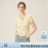 范思藍(lán)恩紅色旺中女針織衫2024夏季新款輕薄透氣外穿小打底衫 黃色 XS