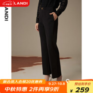 藍地（LANDI）黑色高腰顯高顯瘦通勤直筒微喇休閑褲女長(cháng)褲冬新品 黑色 S
