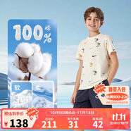 NIKE3BRAND 耐克吸濕透氣短T+短褲2件套25年夏季男女童滿印彈力套裝