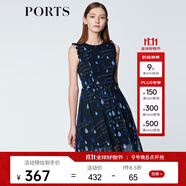 PORTS寶姿商場(chǎng)同款 新品女裝甜美木耳邊裝飾無(wú)袖連衣裙SN8D027HPP022 丈青 XL (10)
