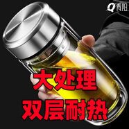 摔鋼化玻璃杯茶葉杯子摔不爛的隔熱保溫水杯雙層鵝蛋杯男士茶杯防 鋼本色 500ml