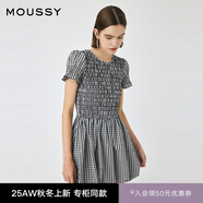 moussy 2025甜美可愛荷葉邊袖口抽褶收腰短款連衣裙010IS233-9661 015花紋白色 M
