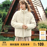 森馬（Semir）外套女插肩袖珊瑚絨仿羊羔毛2024冬季立領(lǐng)寬松夾克109724108003