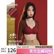 ubras虞書欣同款鉆石紗夾心軟支撐花瓣杯文胸內衣女胸罩 背心-絲絨紅 M