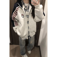 她及其他小紅書(shū)爆款重磅美式復古插肩開(kāi)衫棒球服女2025新款設計感學(xué)院風(fēng)寬 淺灰色【重磅優(yōu)質(zhì)棉】 L