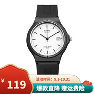 卡西歐（CASIO）手表學(xué)生小黑表簡約指針石英電子表 手表男女考試手表時(shí)尚運(yùn)動(dòng)表 MW-59-7E 33mm小表盤帶日歷