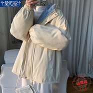 莫代爾羊羔毛外套女2025秋冬季新款設(shè)計(jì)感加絨加厚棉服寬松棉衣高中學(xué)生 杏色 XXL