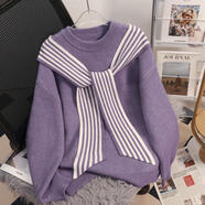 瑪絲迪思（MAIRCTDS）女士毛衣女裝秋裝秋冬外穿內搭2024年新款打底針織衫上衣爆款高級 紫色 S  90-100斤