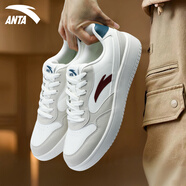 安踏（ANTA）男鞋板鞋2025夏季新款官方正品低幫復古小白鞋透氣運動(dòng)休閑鞋 8001-2象牙白/白堊色 39