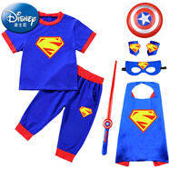 迪士尼（Disney）蜘蛛俠超人奧特曼炫酷短袖衣服六一兒童節表演服裝幼兒園走秀服裝 衣褲+披風(fēng)眼罩手帶盾牌劍 110