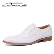 阿斯頓名爵（ASTON M.JAZZ）男真皮商務(wù)皮鞋英倫系帶婚鞋白色潮流款男士牛皮正裝鞋 白色 44 (275mm)