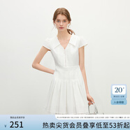 范思藍(lán)恩精致通勤氣質(zhì)v領(lǐng)連衣裙2025夏新款百褶蕾絲花邊裙子2407 梔子白 M