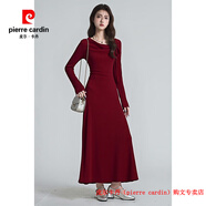 皮爾卡丹（pierre cardin）品牌高檔輕奢2025秋季韓系設計小眾小紅裙女氣質(zhì)收腰顯瘦針織連衣 品牌高端新品-紅色 S