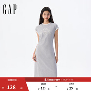 GAP女裝2025夏季新款LOGO修身運動(dòng)無(wú)袖連衣裙長(cháng)裙衛衣裙765947 淺灰色 L (170/88A) 亞洲尺碼