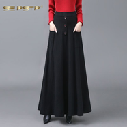 夏典素訂女王（SE.PSTP）加長(cháng)款針織毛線(xiàn)裙2025春秋時(shí)尚百搭半身裙有口袋大擺裙腳踝長(cháng)裙子 黑色 90cm L 110-120斤