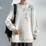 普戈斯胖子大碼240斤華夫格衛衣男春秋寬松學(xué)生圓領(lǐng)長(cháng)袖T恤外套大碼男裝 HW24559白色 升級刺繡款 5XL  210-240斤