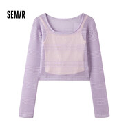 森馬（Semir）長(cháng)袖套裝女鏤空疊穿吊帶兩件套秋季時(shí)尚文藝上衣百搭105824171018