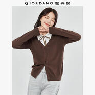 佐丹奴針織衫女辦公室外套純棉開(kāi)衫女V領(lǐng)外搭薄款空調(diào)衫05350649 83棕色 S