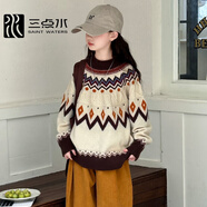 三點(diǎn)水 SAINT WATERS女童秋冬毛衣套裝2025新款女孩大童秋裝針織線(xiàn)衣兒童裝慵懶風(fēng)上衣 費爾島提花毛衣 120 cm