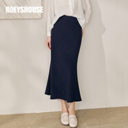 ROEYSHOUSE羅衣休閑秋冬氣質(zhì)粗花呢百搭魚(yú)尾擺包臀長(cháng)裙13008 藏藍色 S   