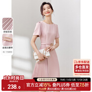 尚都比拉設(shè)計(jì)感拼接連衣裙夏季高級感氣質(zhì)百褶裙小個子中長裙子 粉陶色 XL