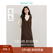 茵曼（INMAN）綿羊毛慵懶松弛V領(lǐng)無袖背心針織裙2025春秋女裝新品連衣裙長(zhǎng)裙子 咖色 M