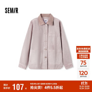 森馬（Semir）森柔牛仔|牛仔外套女中長(zhǎng)款燈芯絨翻領(lǐng)秋季落肩寬松103524109001