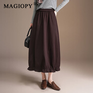 MAGIOPY輕奢高端設計感花苞裙半身裙女2025秋冬新款高腰時(shí)尚a字裙子 紅色 M 27 /2尺/建議90-102斤