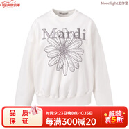 MARDI【趙露思同款】韓國潮牌小雛菊刺繡圓領(lǐng)寬松衛衣ins洋氣韓版 女款 白色-銀花刺繡 均碼