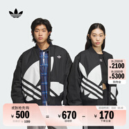 adidas情侶款復(fù)古寬松運(yùn)動(dòng)立領(lǐng)夾棉外套男女秋冬阿迪達(dá)斯三葉草 黑色 XL