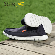 駱駝動(dòng)感（camel active）夏季透氣軟底帆布男鞋老北京布鞋男士休閑男款一腳蹬懶人鞋子新款 （主圖款）深藍(lán)色 回頭客多 44