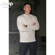 JEEP SPIRIT吉普重磅衛衣男秋季新款長(cháng)袖T恤男硬漢穿搭打底衫運動(dòng)健身上衣 白花灰 XL
