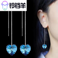 鈴鐺羊925銀針韓國時(shí)尚925銀針長(cháng)款流蘇鑲水鉆氣質(zhì)耳飾 海洋之心耳線(xiàn)EX-09