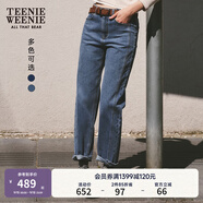Teenie Weenie小熊牛仔褲女春季簡約風(fēng)復(fù)古煙管褲休閑褲女 淺藍(lán)色 M (165)
