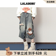 拉拉波波【快樂(lè )護衛隊系列】LALABOBO七分牛仔褲25年秋新款原創(chuàng  )大口袋褲子 L