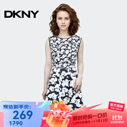 唐可娜兒（DKNY）【京東奧萊】圓領(lǐng)無袖印花連衣裙女夏季新款時尚顯瘦氣質(zhì)中長裙W1 W1312Z08-010 S
