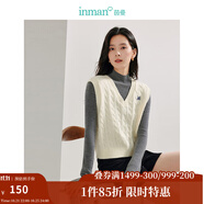 茵曼（INMAN）針織馬甲女老錢風(fēng)V領(lǐng)薄秋冬學(xué)院風(fēng)內(nèi)搭毛衣 梨花杏 L