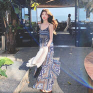 紀覓云南大理波西米亞風(fēng)斜肩連衣裙波西米亞風(fēng)復古連衣裙套裝女夏2025 吊帶裙 【收藏店鋪優(yōu)先發(fā)貨】 S 80-95斤