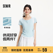 森馬（Semir）短袖T恤女短款套頭衫氣質休閑2025夏假兩件緊身衣服109325100013
